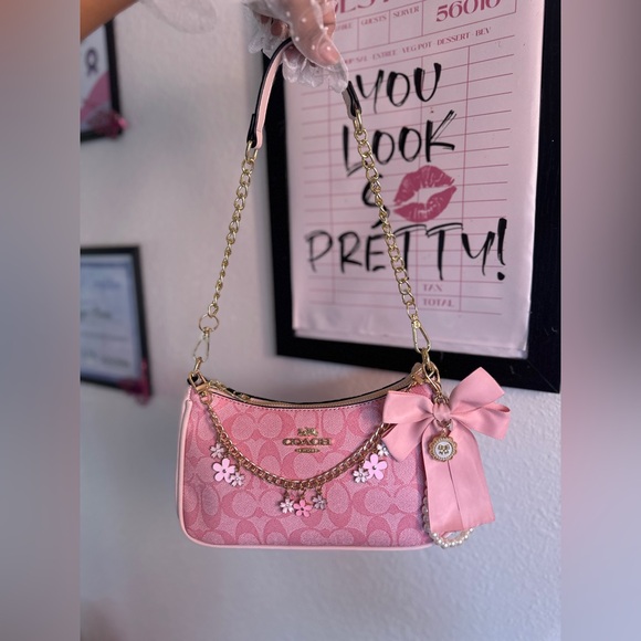 Coach Pink Shoulder Bag with Gold Accents - Picture 1 of 1